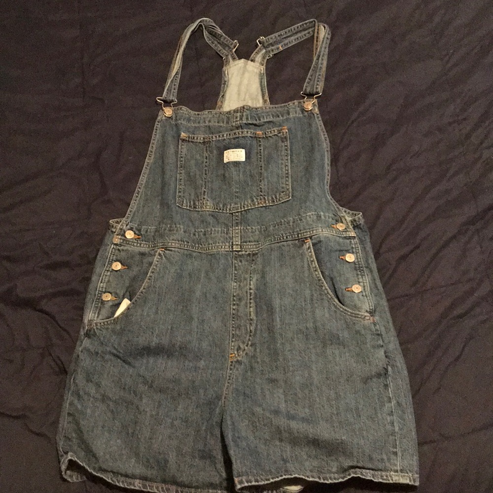 Blue jean overall shorts